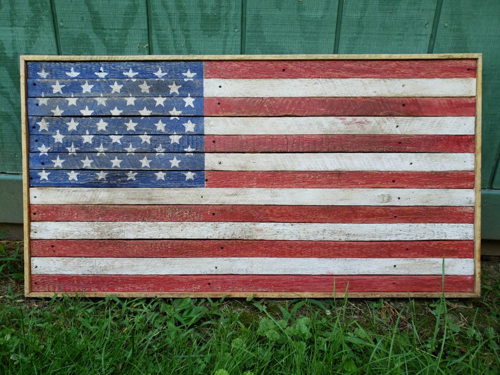 American flag made of reclaimed wood